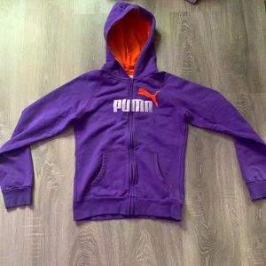 This is a purple puma zip up hoodie